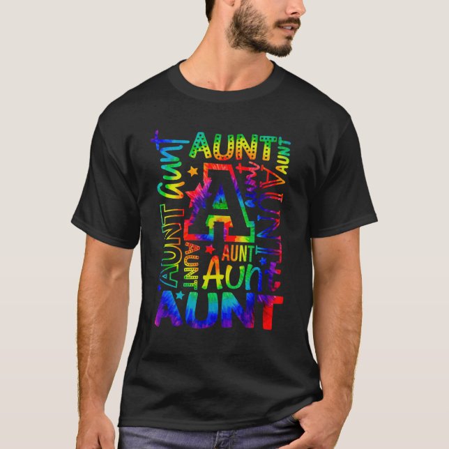 Aunt Typography Tie Dye Auntie Cute Mother's Day T-Shirt (Front)