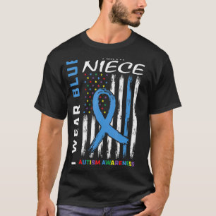 Aunt Uncle I Wear Blue For My Niece Autism Awarene T-Shirt