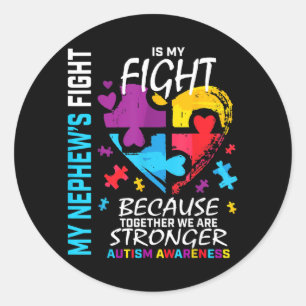Aunt Uncle Puzzle Heart Blue Fighter Nephew Au Classic Round Sticker