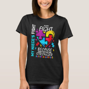 Aunt Uncle Puzzle Heart Blue Fighter Niece Autism  T-Shirt