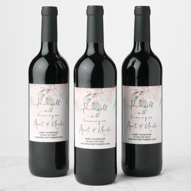 Aunt & Uncle to Be Pregnancy Announcement Friends Wine Label (Bottles)