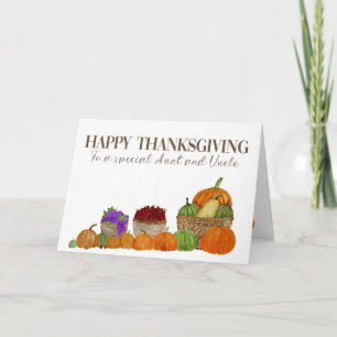 Aunt & Uncle Watercolor Pumpkins Thanksgiving Card
