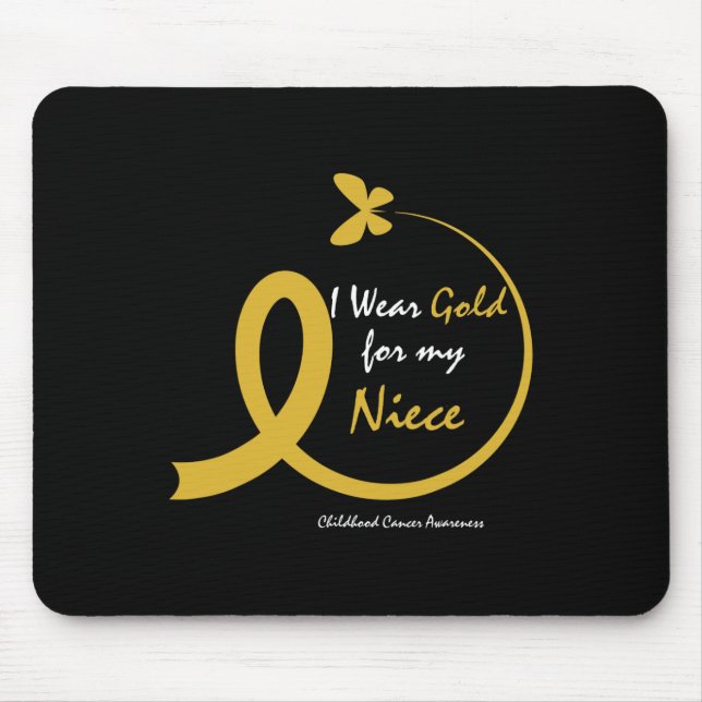 Aunt Uncle Wear Gold For My Niece Childhood Cancer Mouse Mat (Front)