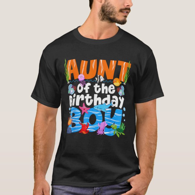 Aunt Under Sea Birthday Party Boys Ocean Sea Anima T-Shirt (Front)