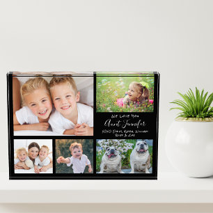 Aunt We Love You White Script Collage Photo Block