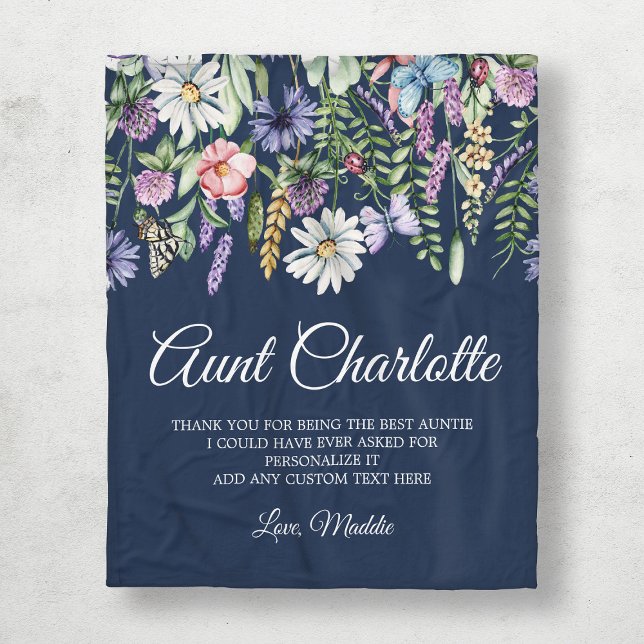 Aunt Wildflowers Personalised Fleece Blanket (Aunt Wildflowers Personalized Fleece Blanket
)