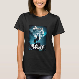 Aunt Wolf Matching Family Tribe Wolves Moon Auntie T-Shirt