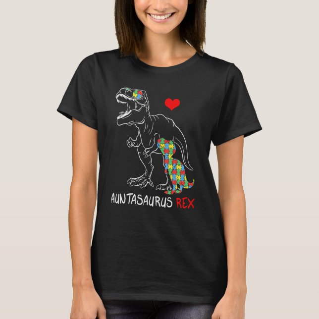 Auntasaurus Auntie Rex Autism Awareness Mother's D T-Shirt (Front)