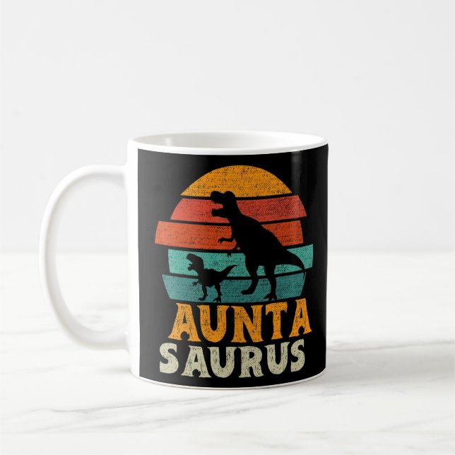 Auntasaurus T rex Dinosaur Auntie Saurus Family Ma Coffee Mug (Left)