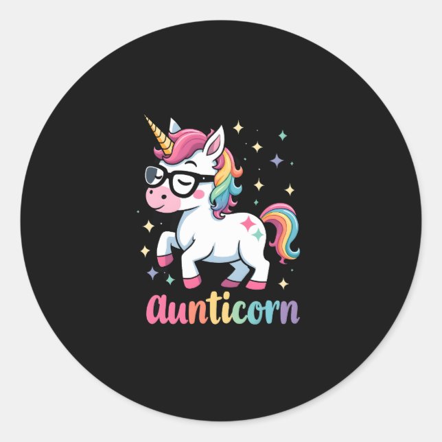 Aunticorn Aunty Dabbing Unicorn Auntie Aunt Christ Classic Round Sticker (Front)