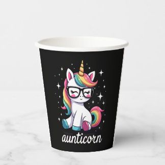 Aunticorn Aunty Dabbing Unicorn Auntie Aunt Christ Paper Cups