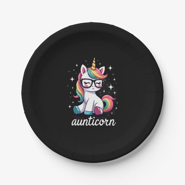 Aunticorn Aunty Dabbing Unicorn Auntie Aunt Christ Paper Plate (Front)