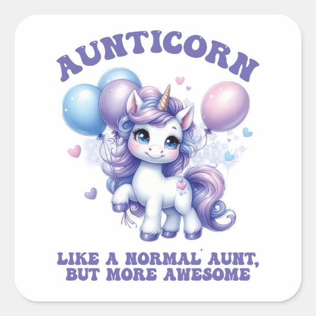 Aunticorn Cool Auntie Square Sticker (Front)