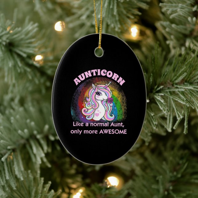 aunticorn  gift awesome aunt unicorn family ceramic tree decoration (Tree)