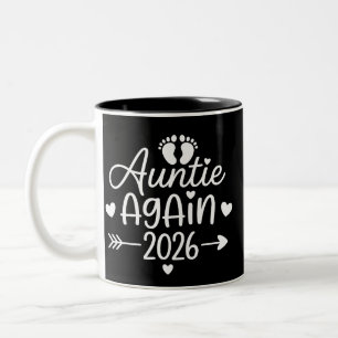 Auntie Again 2026 Pregnancy Announcement Two-Tone Coffee Mug