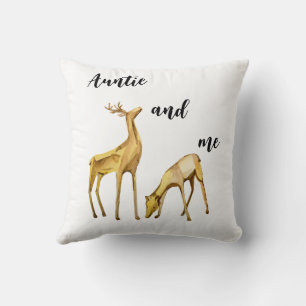 Auntie And Me Deer Throw Pillow