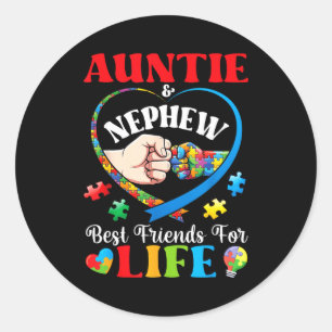 Auntie And Nephew Best Friends For Life Autism Sup Classic Round Sticker