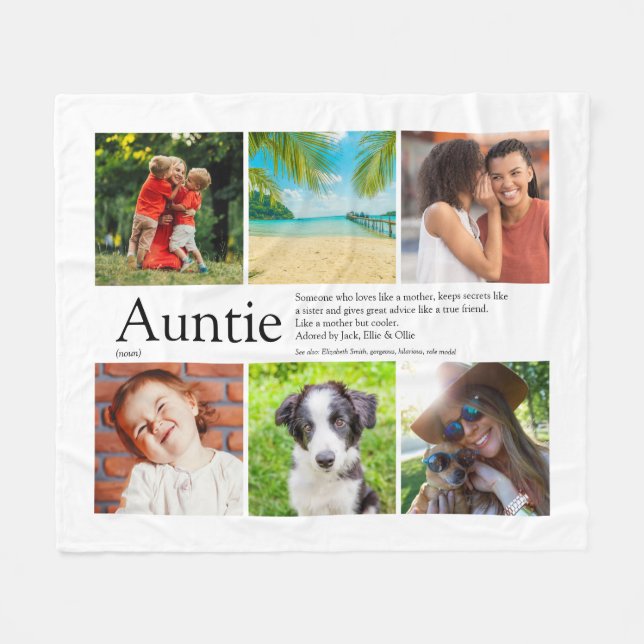 Auntie Aunt Definition Photo Collage Fleece Blanket (Front (Horizontal))