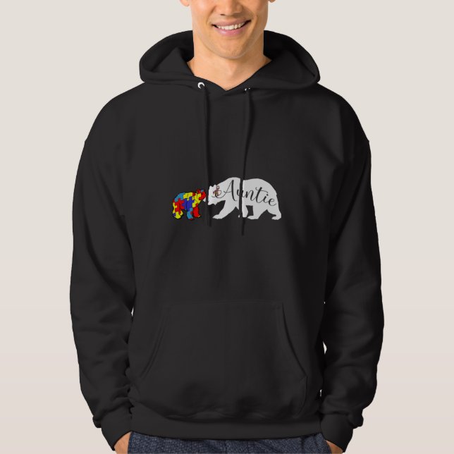 Auntie Bear Autism Awareness Aunt Hoodie (Front)