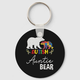 Auntie Bear Autism Awareness Aunt Women Gift Key Ring
