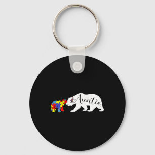 Auntie Bear Autism Awareness Month Aunt Women Niec Key Ring