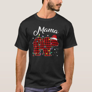 Auntie Bear Buffalo Plaid Matching Christmas Famil T-Shirt