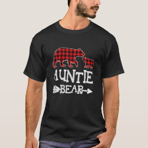 Auntie Bear Christmas Pajama Red Plaid Buffalo T-Shirt