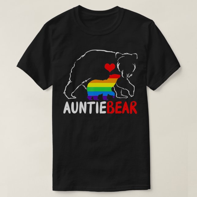 Auntie Bear Proud Aunt Rainbow Flag LGBT Pride Mot T-Shirt (Design Front)