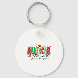 Auntie Claus Aunt Christmas Lights Pajama Family M Key Ring