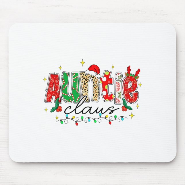 Auntie Claus Aunt Christmas Lights Pajama Family M Mouse Mat (Front)