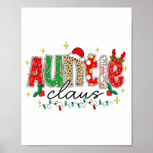 Auntie Claus Aunt Christmas Lights Pajama Family M Poster