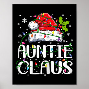 Auntie Claus Christmas Lights Pajama Family Matchi Poster