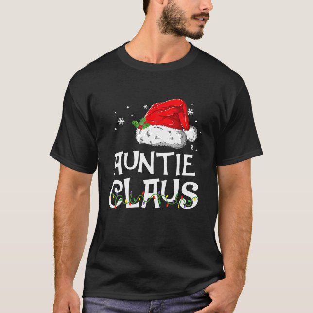Auntie Claus Christmas Pajama Family Matching Xmas T-Shirt (Front)