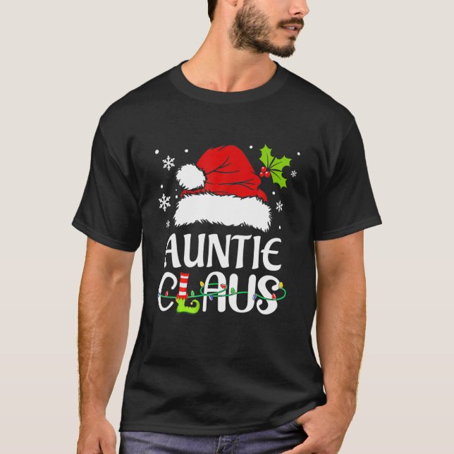 Auntie Claus Christmas Pajama Family Matching Xmas T-Shirt (Front)
