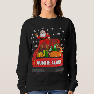 Auntie Claus Red Truck Santa Reindeer Elf Christma Sweatshirt