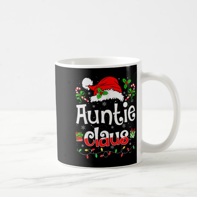 Auntie Claus Shirt Christmas Lights Pajama Family  Coffee Mug (Right)
