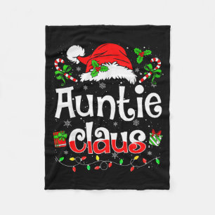 Auntie Claus Shirt Christmas Lights Pajama Family  Fleece Blanket