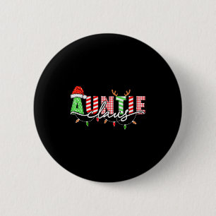 Auntie Claus Xmas Christmas Lights Pajama Family M 6 Cm Round Badge