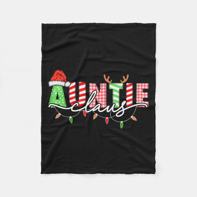 Auntie Claus Xmas Christmas Lights Pajama Family M Fleece Blanket (Front)