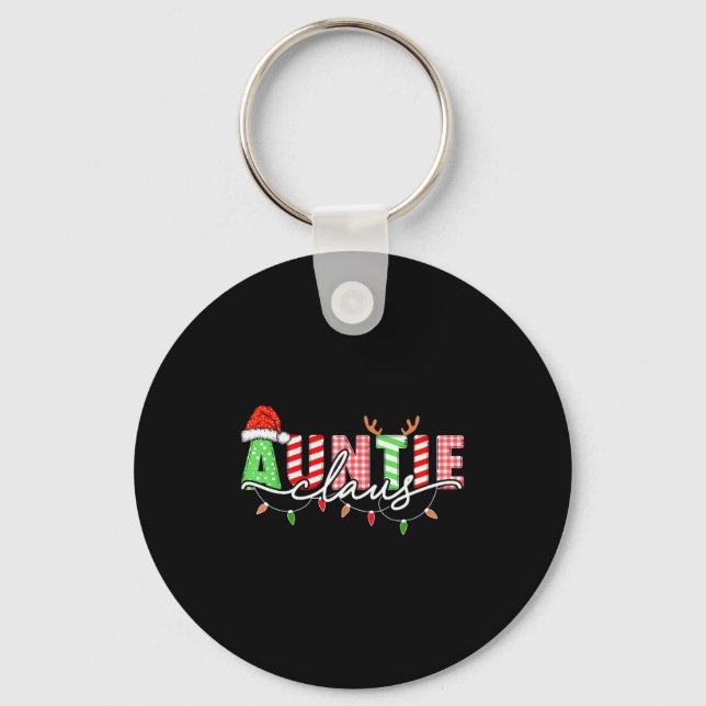 Auntie Claus Xmas Christmas Lights Pajama Family M Key Ring (Front)