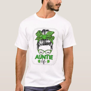 Auntie Clover Messy Bun Leopard T-Shirt