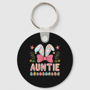 Auntie Colorful Easter Eggs Bunny Bow Tie Family L Key Ring