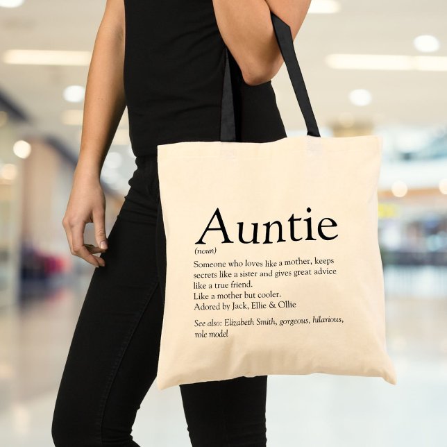 Auntie Definition Quote Black and White Tote Bag (Auntie Definition Quote Black and White Tote Bag)