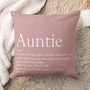 Auntie Definition Saying Pink Large Cushion