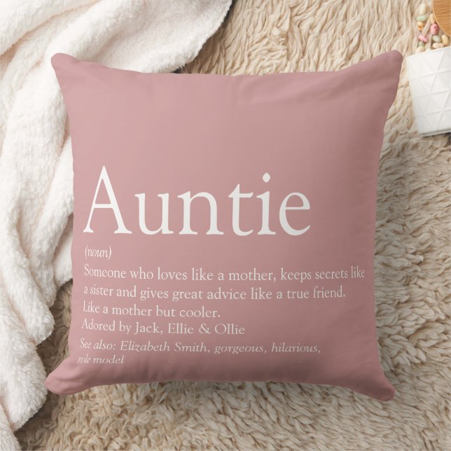 Auntie Definition Saying Pink Large Cushion (Blanket)