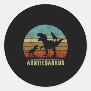 Auntie Dinosaur Auntiesaurus 2 Two Kids Matching C Classic Round Sticker