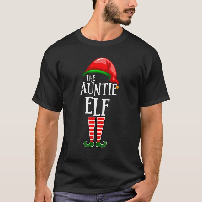 Auntie Elf Matching Family Group Christmas Party P T-Shirt (Front)