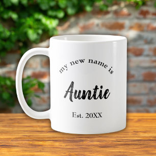 Auntie Est Year Black New Baby Family Reveal Coffee Mug