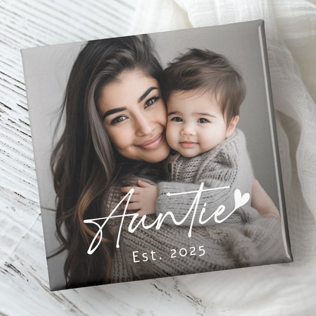 Auntie Est year handwritten script heart Magnet (Auntie Est year handwritten script heart Magnet)