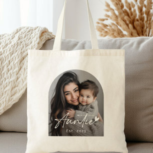 Auntie Est year handwritten script heart Tote Bag
